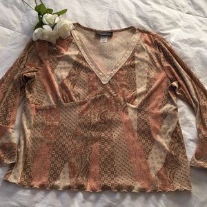 Vintage inspired style V-neck blouse